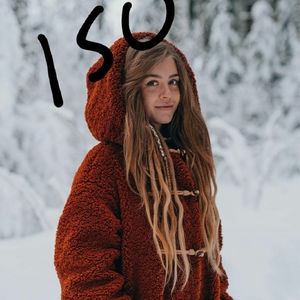 Iso long line hooded teddy coat